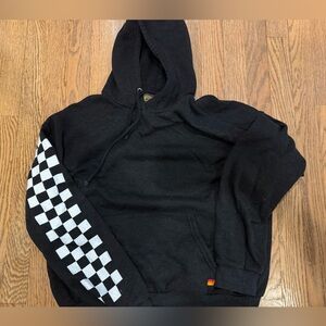 Aviator Nation Small Black Checkered Sleeve Hoodie